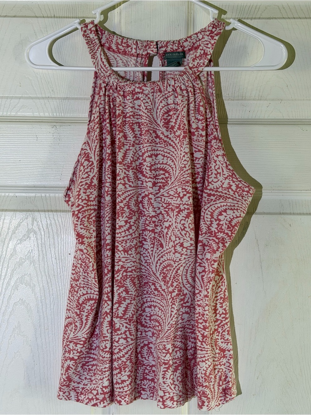 Ann Taylor Pink and White Printed Halter Camisole